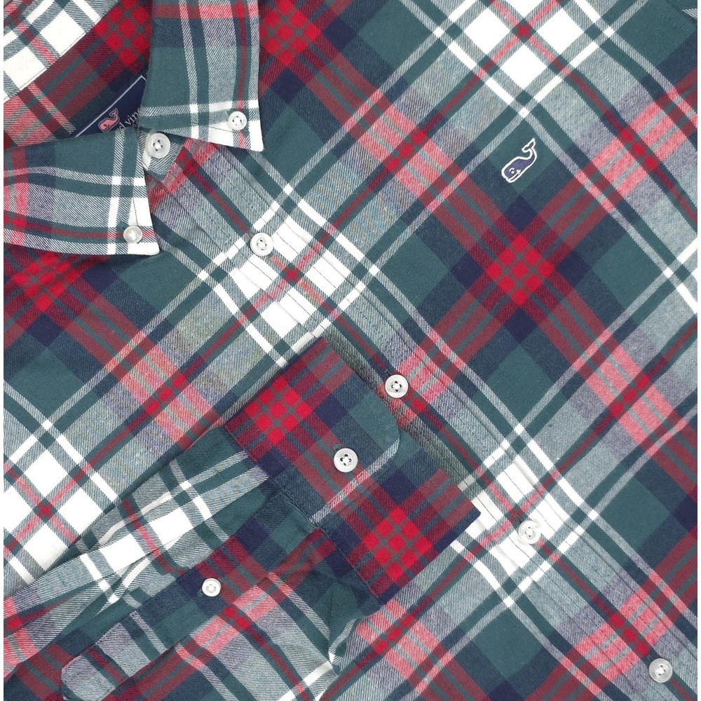 Vineyard‎ Vines Shirt Mens XL Green Plaid Flannel Long Sleeve Button Down Casual